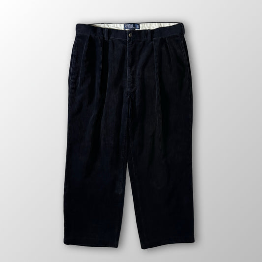 Polo by Ralph Lauren Andrew Pant Black Wide Wale Corduroy Pleated Pants Size 36x30