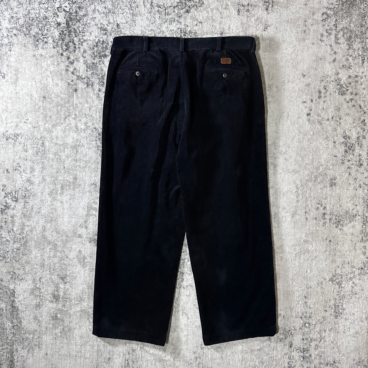 Polo by Ralph Lauren Andrew Pant Black Wide Wale Corduroy Pleated Pants Size 36x30