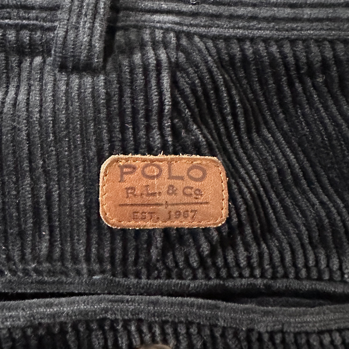 Polo by Ralph Lauren Andrew Pant Black Wide Wale Corduroy Pleated Pants Size 36x30