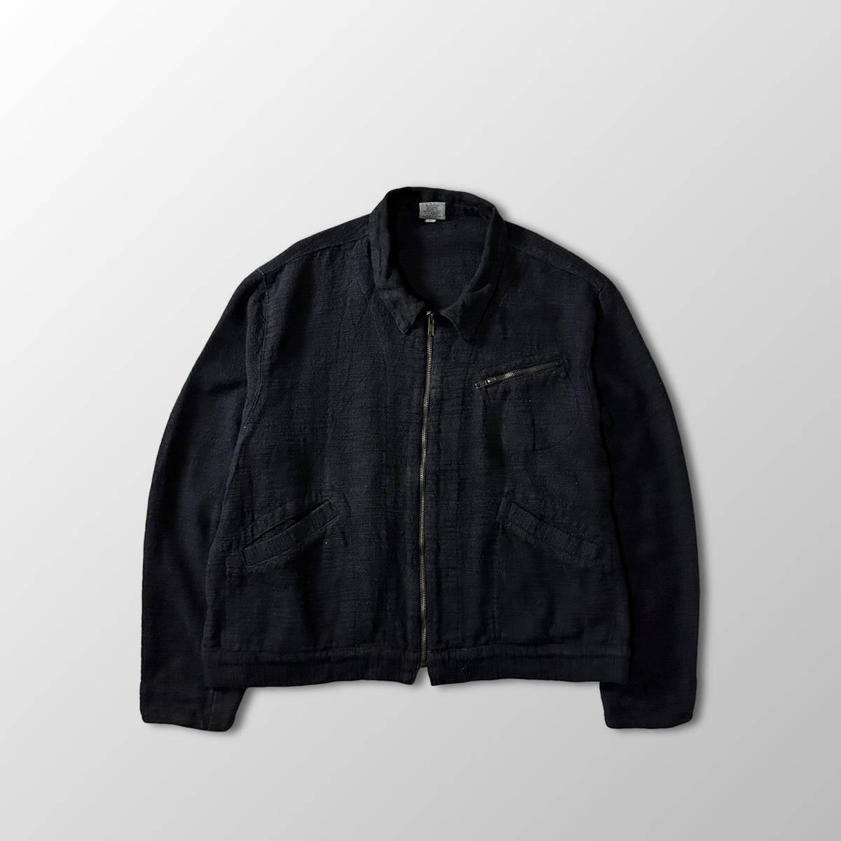 CP Shades Black Cotton Linen Zip Blouson Size S