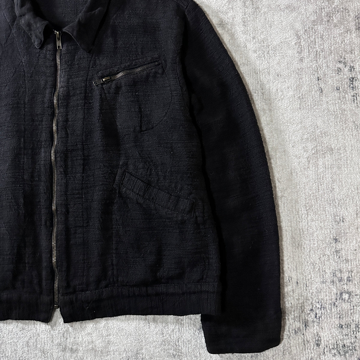 CP Shades Black Cotton Linen Zip Blouson Size S
