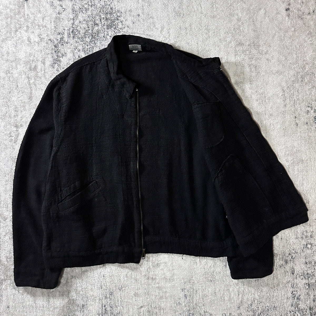 CP Shades Black Cotton Linen Zip Blouson Size S