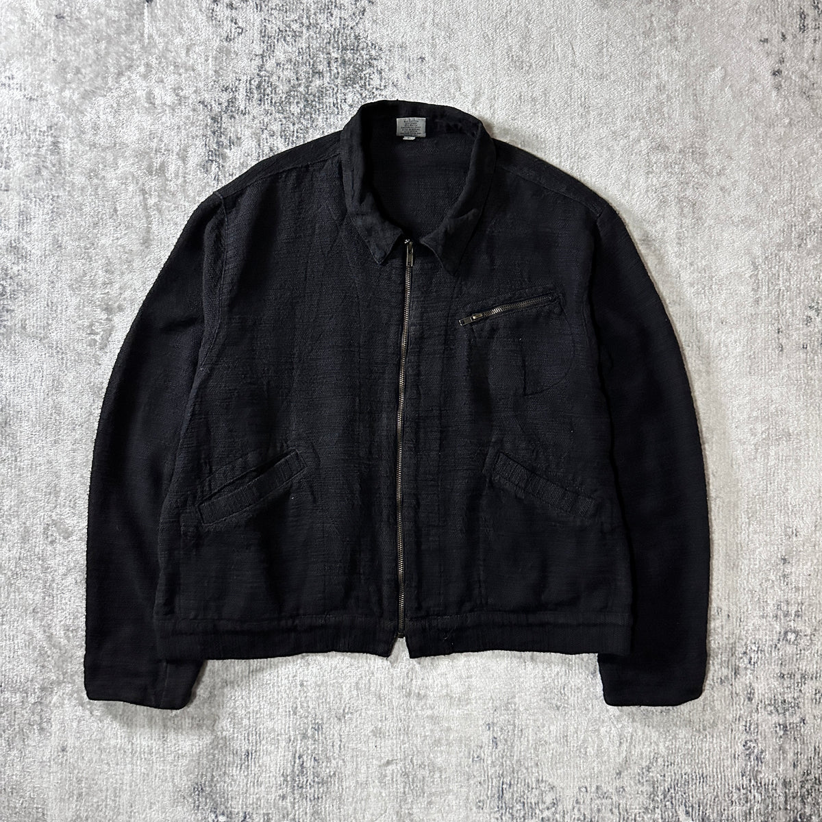 CP Shades Black Cotton Linen Zip Blouson Size S