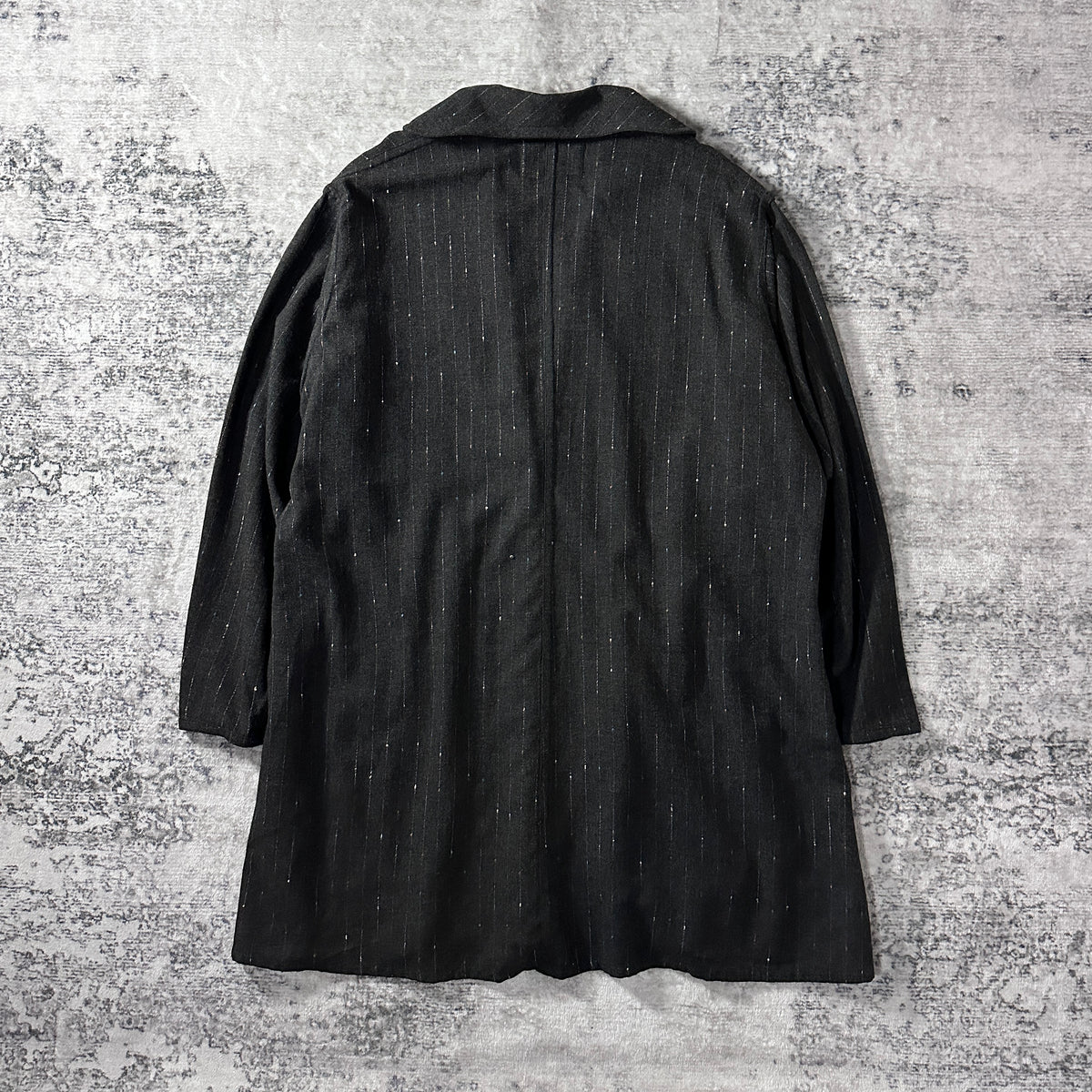 Angelheart Designs Black Pinstripe Rayon Wool Long Jacket Size L