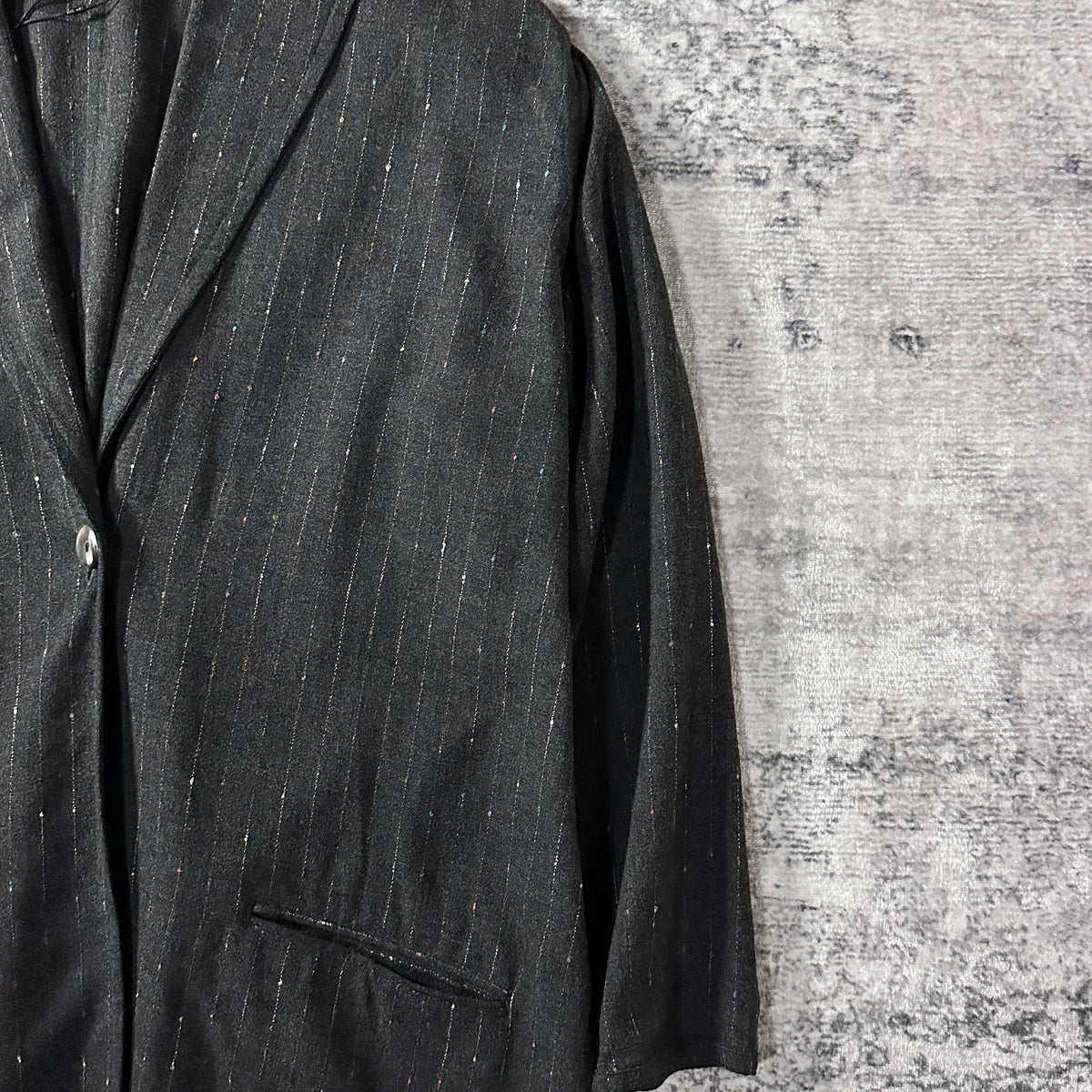 Angelheart Designs Black Pinstripe Rayon Wool Long Jacket Size L