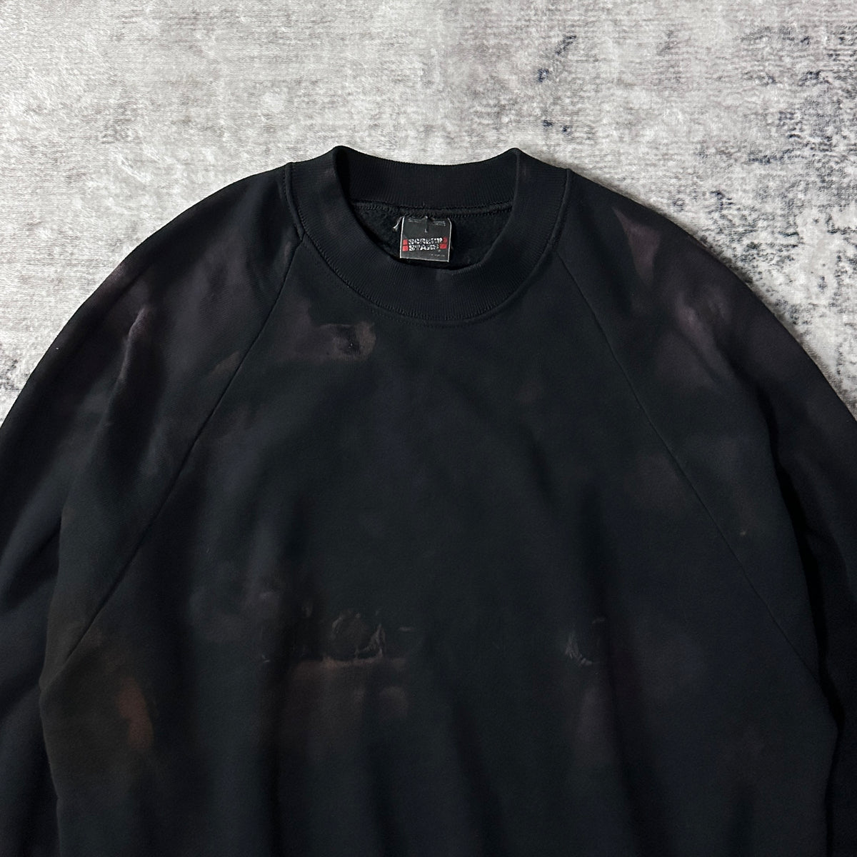 Screen Stars Faded Black Raglan Sweatshirt Size L