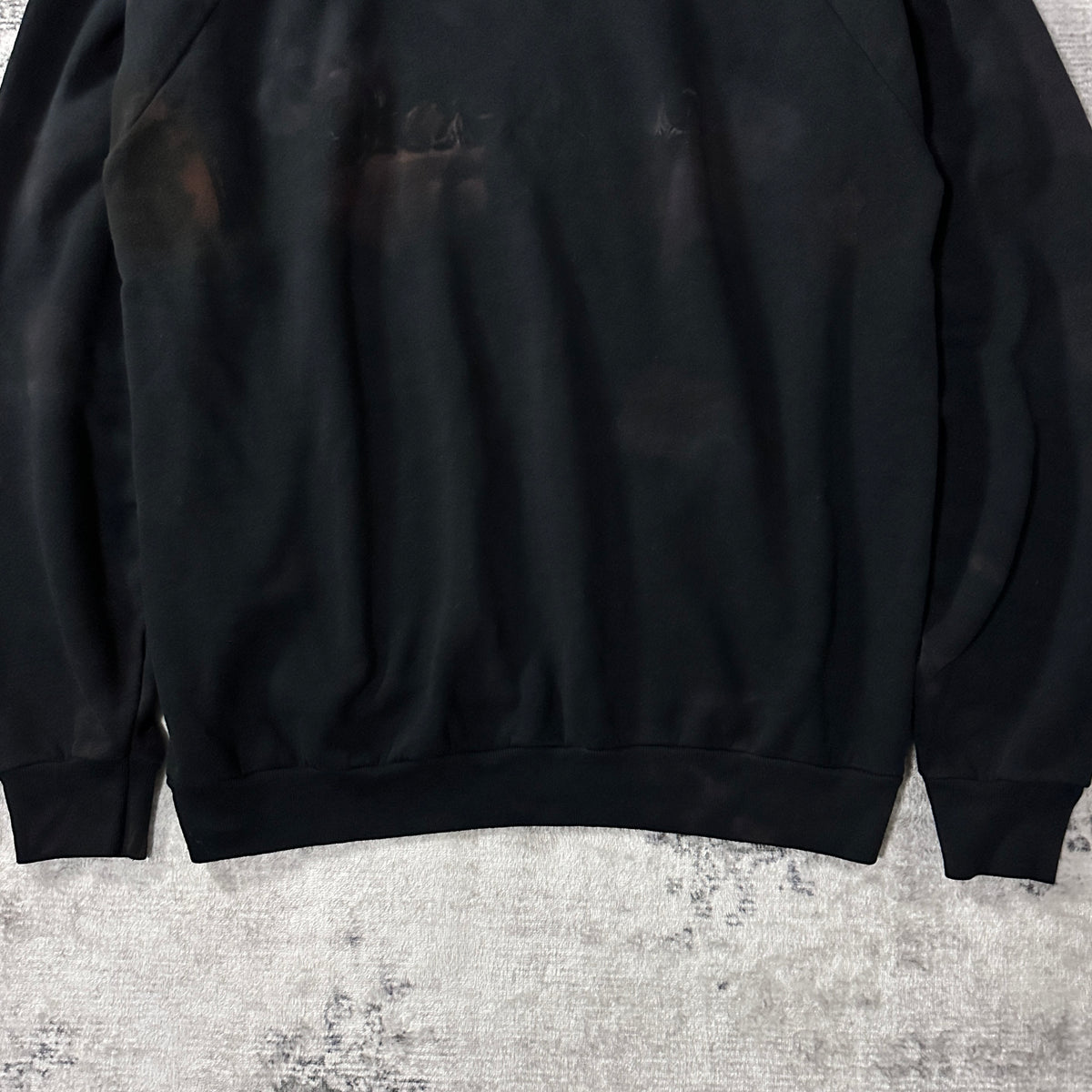 Screen Stars Faded Black Raglan Sweatshirt Size L