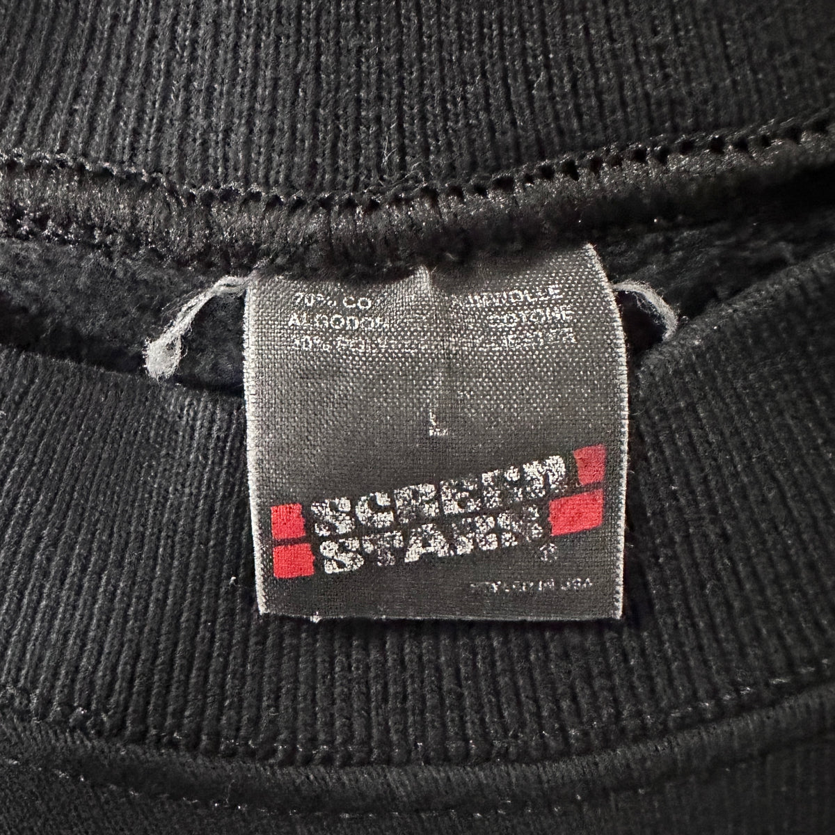 Screen Stars Faded Black Raglan Sweatshirt Size L