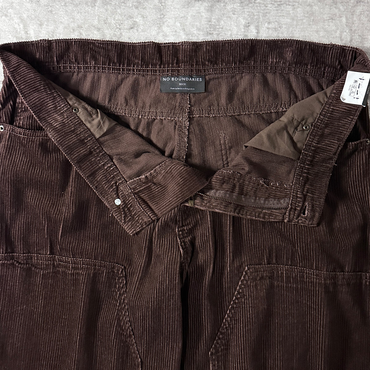 No Boundaries Dark Brown Corduroy Double Knee Carpenter Pants Size 38x31