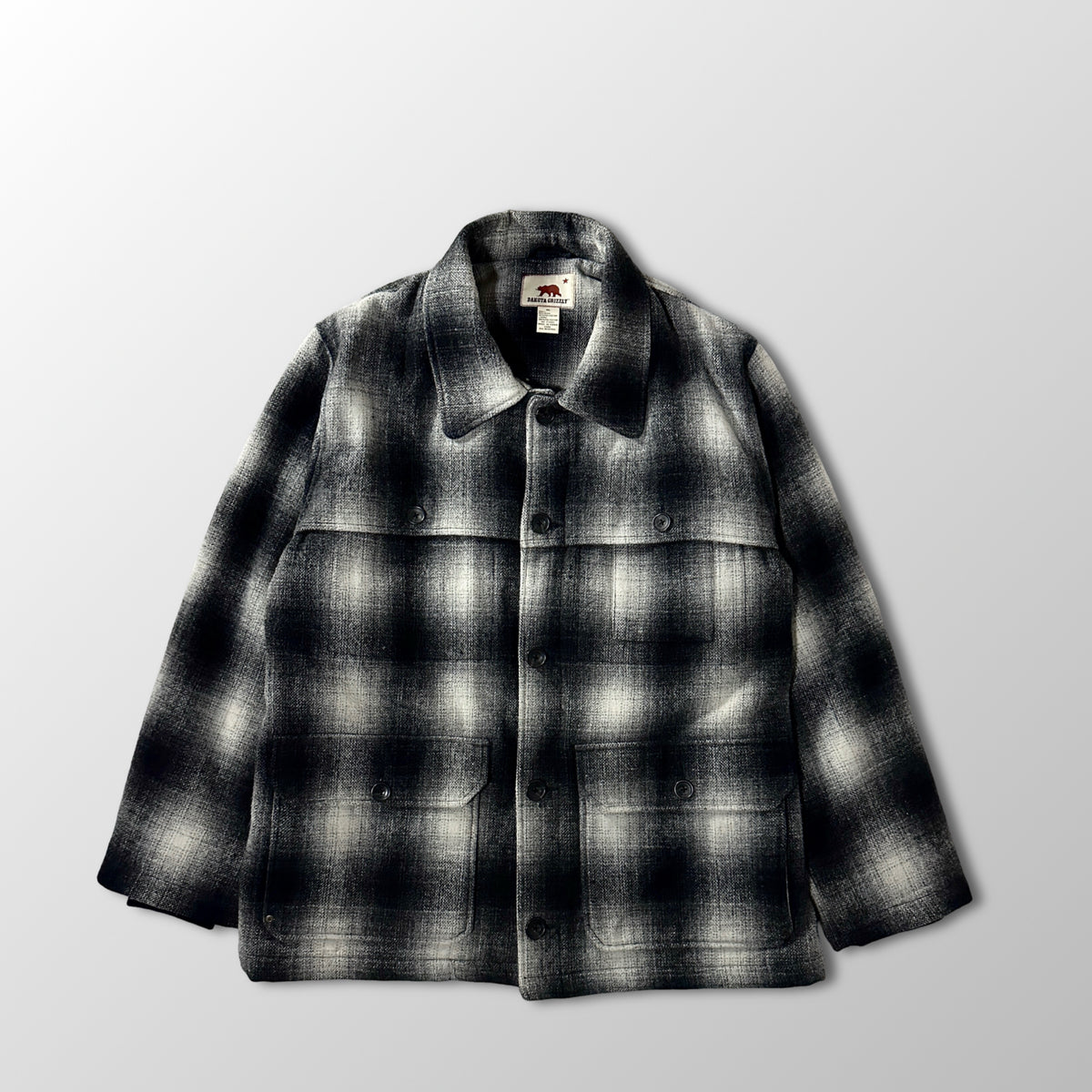 Dakota Grizzly Gray Black Ombre Check Wool Blend Cruiser Jacket Size XL