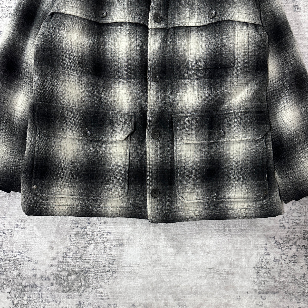 Dakota Grizzly Gray Black Ombre Check Wool Blend Cruiser Jacket Size XL