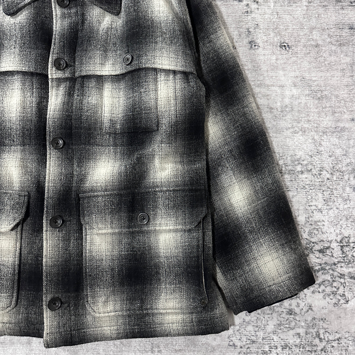 Dakota Grizzly Gray Black Ombre Check Wool Blend Cruiser Jacket Size XL