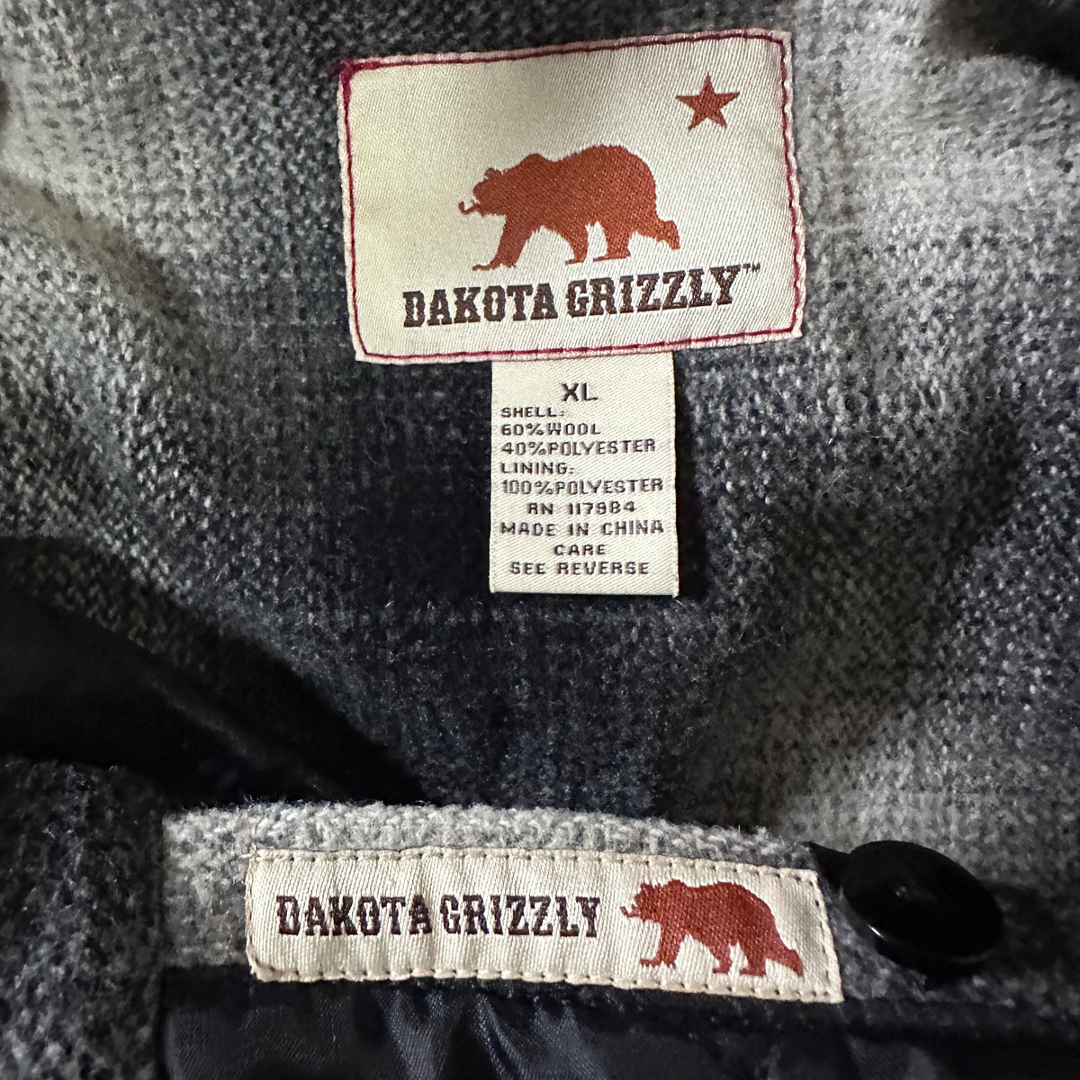 Dakota Grizzly Gray Black Ombre Check Wool Blend Cruiser Jacket Size XL