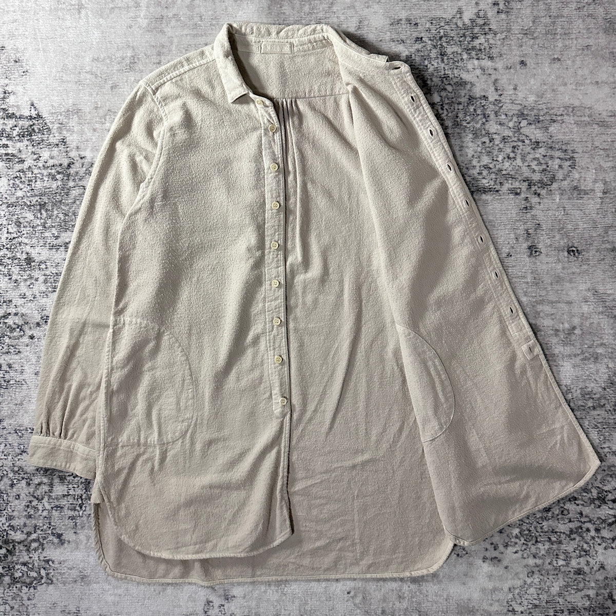 CP Shades Ivory Cotton Flannel Long Shirt Made in USA Size S