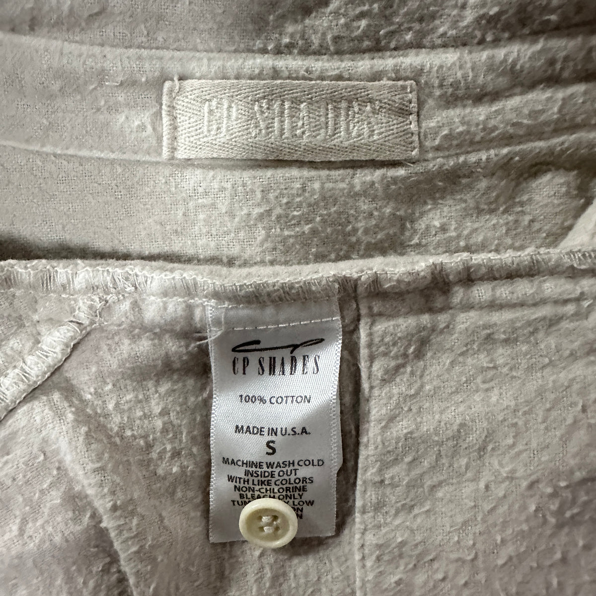 CP Shades Ivory Cotton Flannel Long Shirt Made in USA Size S