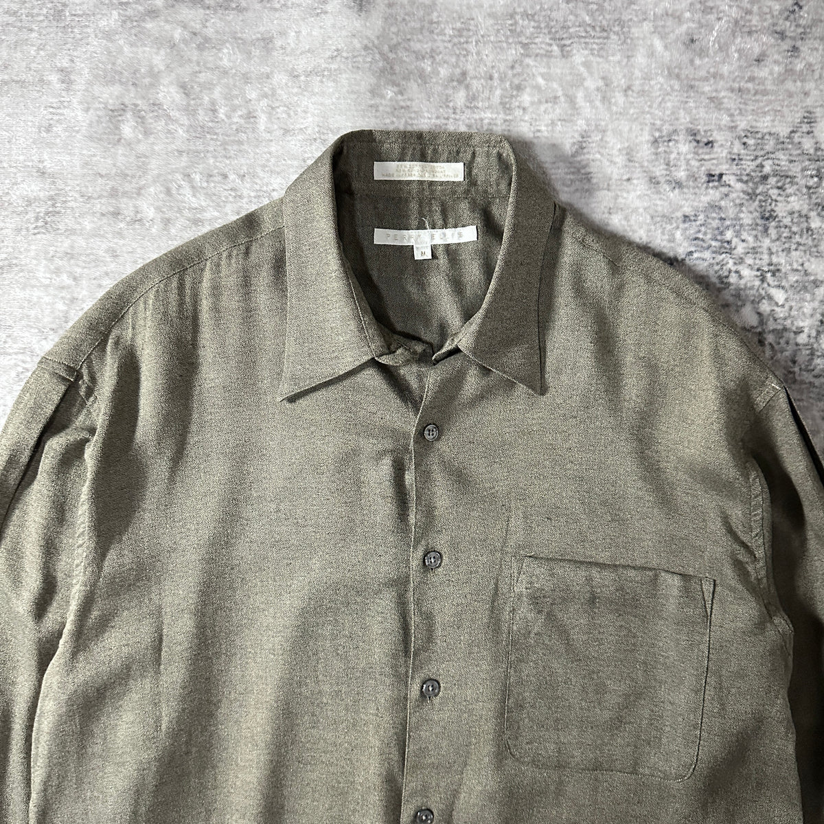 Perry Ellis Greige Brushed Long Sleeve Shirt Size M