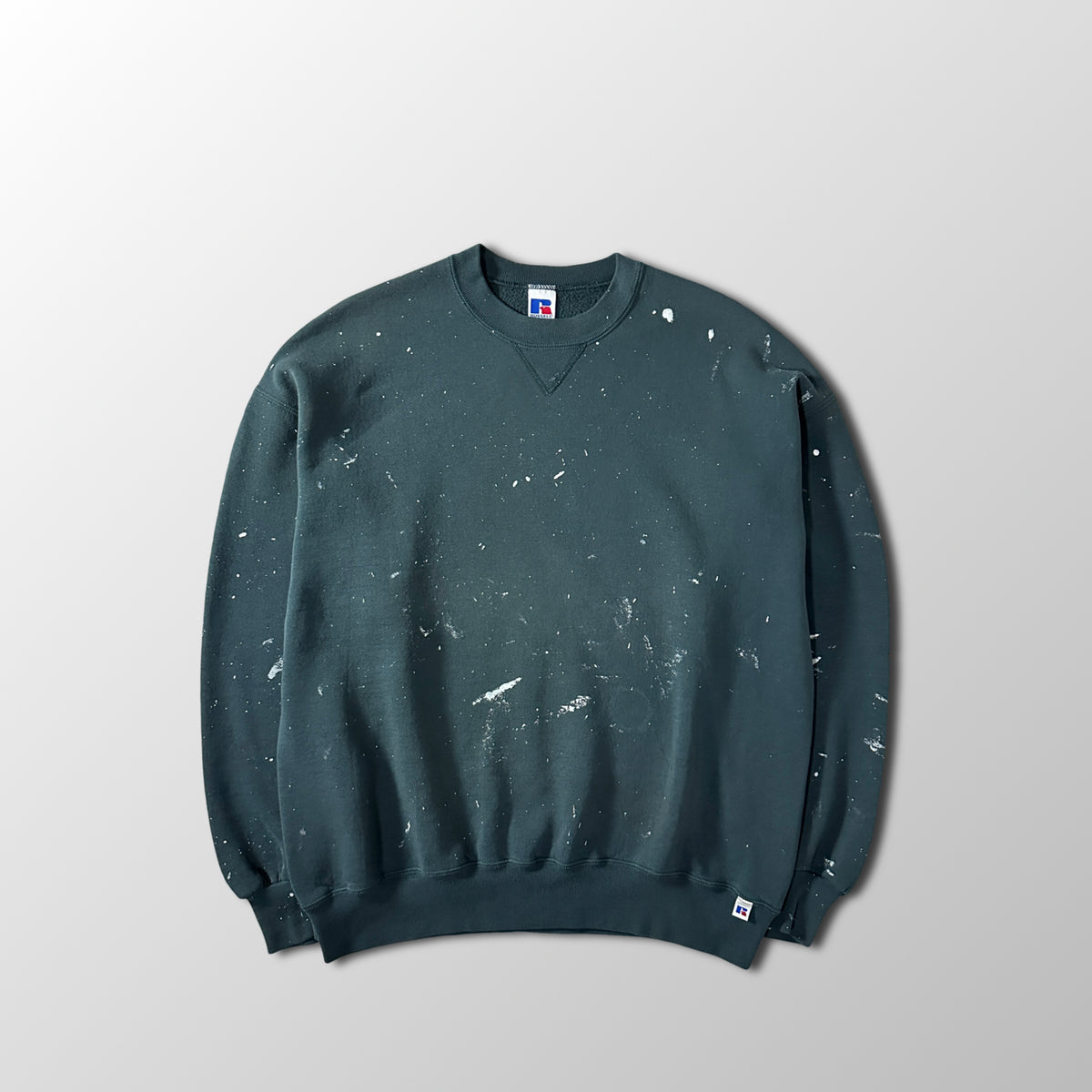 Russell Athletic Dark Green Crewneck Sweatshirt with Paint Made in USA Size XL
