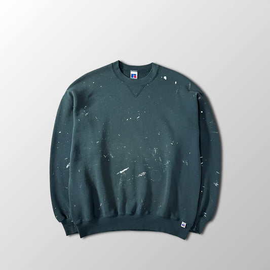 Russell Athletic Dark Green Crewneck Sweatshirt with Paint Made in USA Size XL