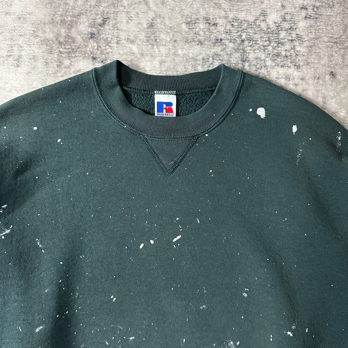 Russell Athletic Dark Green Crewneck Sweatshirt with Paint Made in USA Size XL