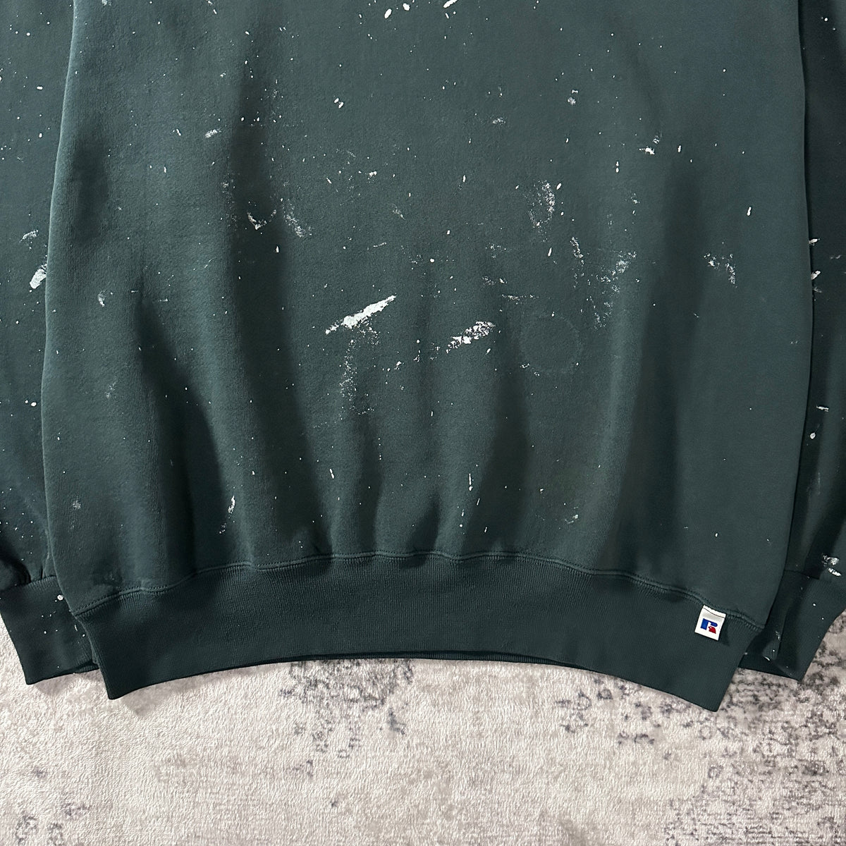 Russell Athletic Dark Green Crewneck Sweatshirt with Paint Made in USA Size XL