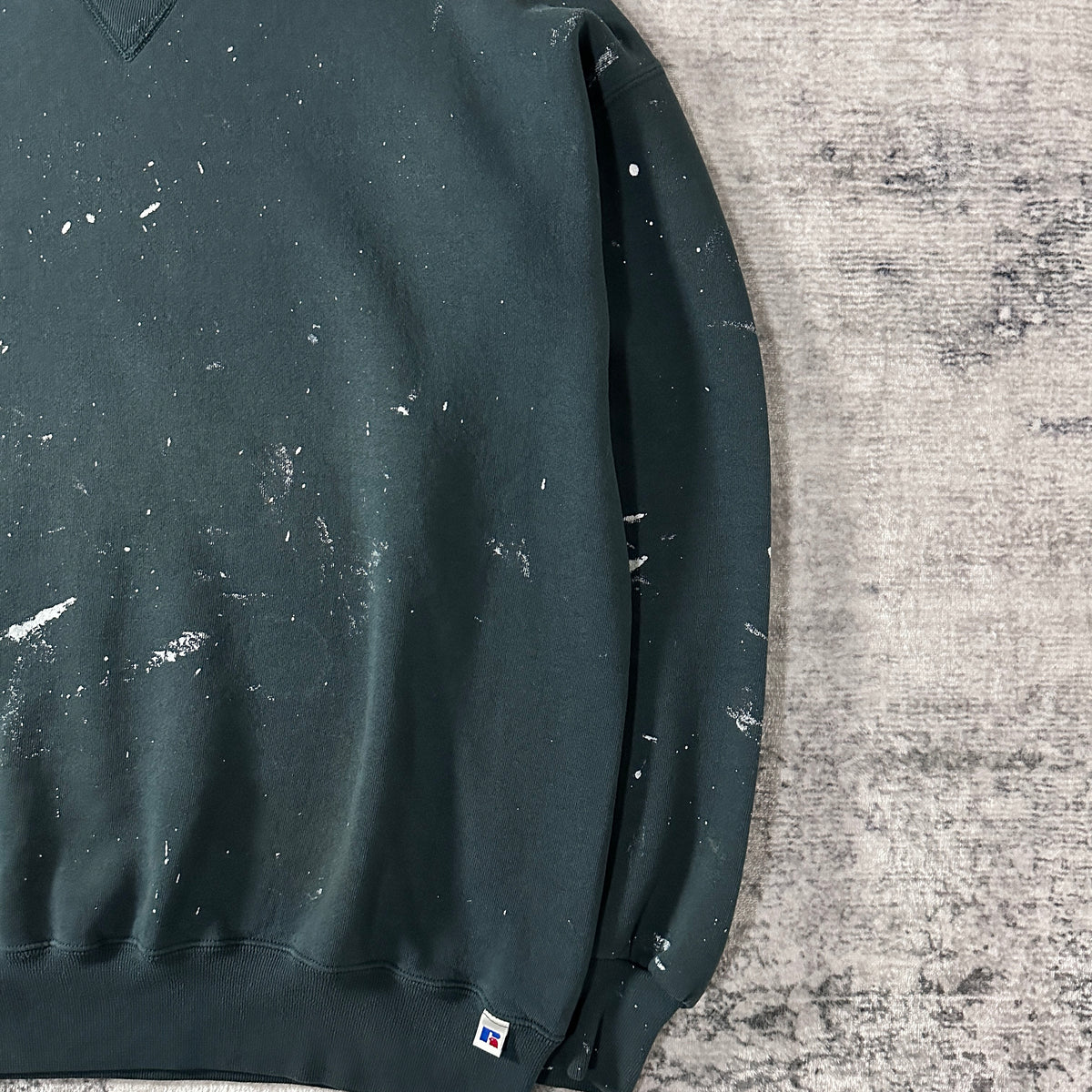 Russell Athletic Dark Green Crewneck Sweatshirt with Paint Made in USA Size XL
