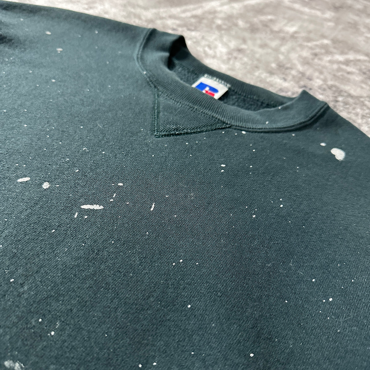 Russell Athletic Dark Green Crewneck Sweatshirt with Paint Made in USA Size XL