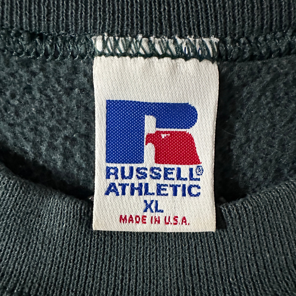 Russell Athletic Dark Green Crewneck Sweatshirt with Paint Made in USA Size XL