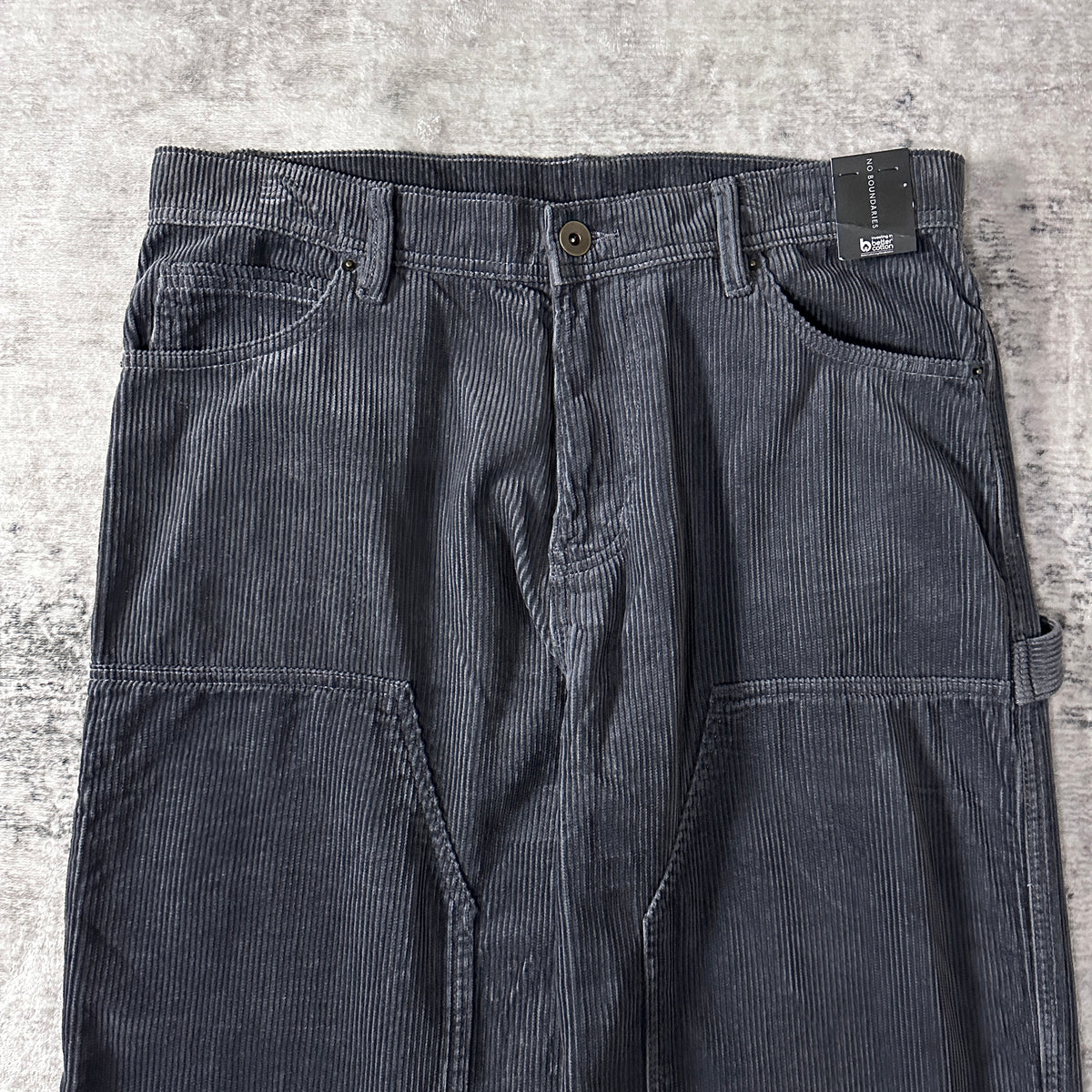 No Boundaries Slate Gray Corduroy Double Knee Carpenter Pants Size 34x31