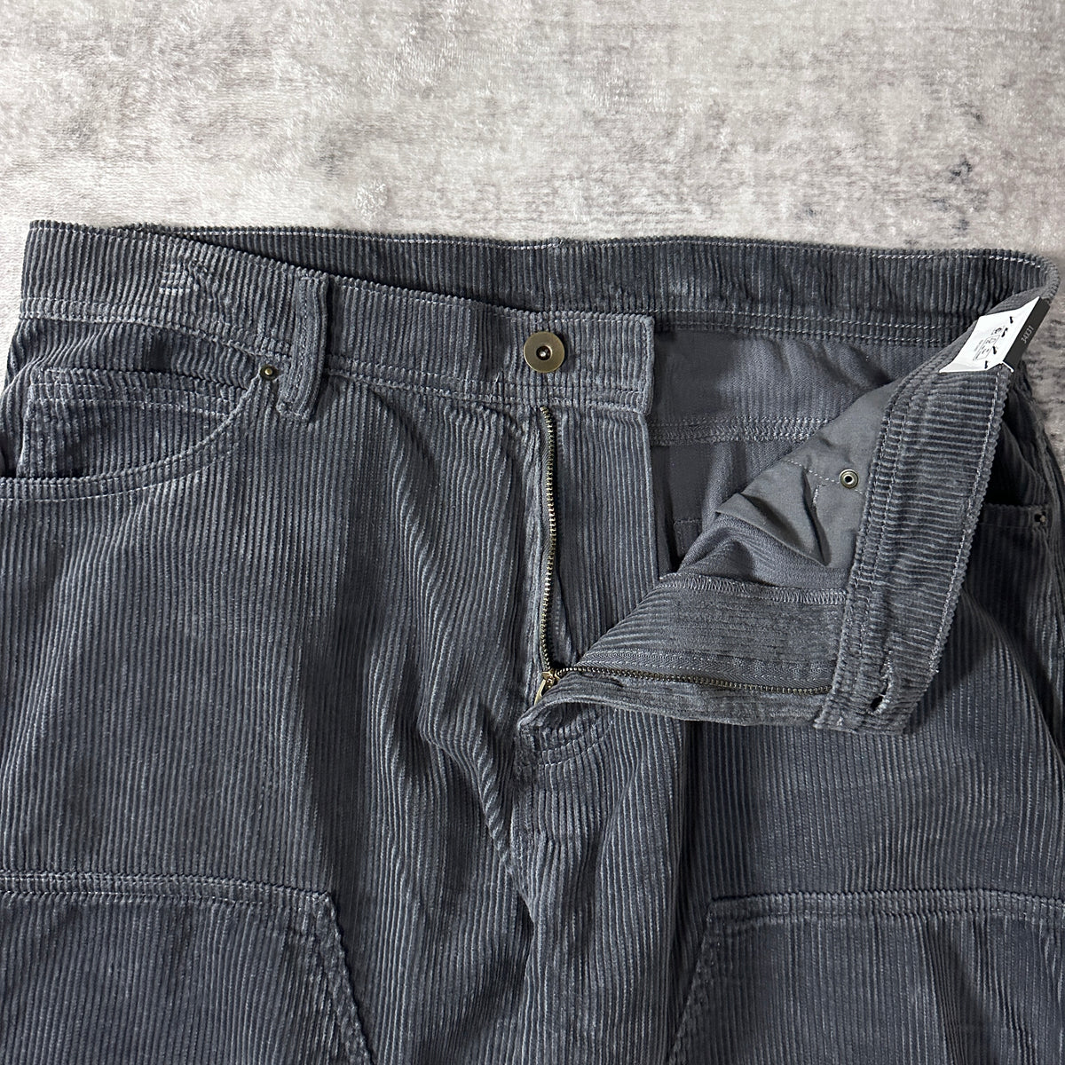 No Boundaries Slate Gray Corduroy Double Knee Carpenter Pants Size 34x31