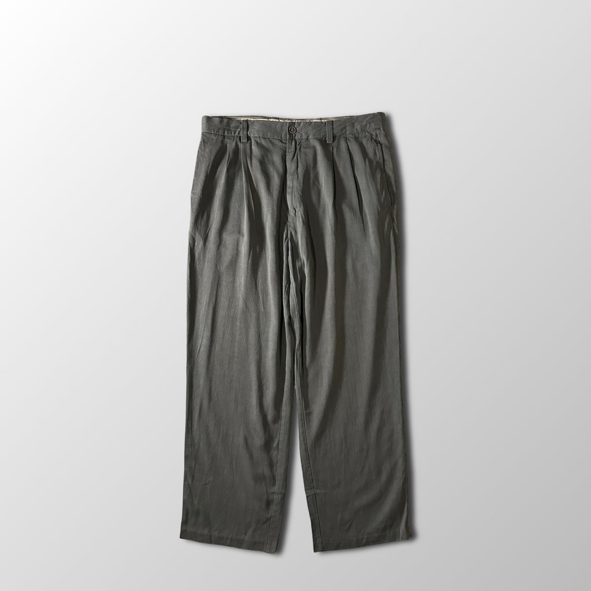 Tommy Bahama Olive Gray Silk Blend Pleated Trousers Size 34x30