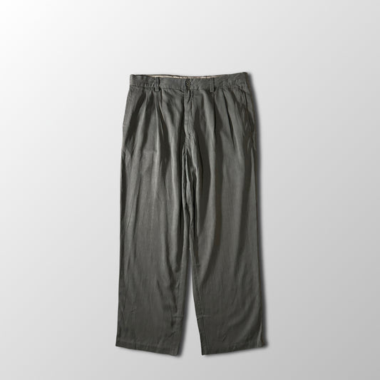 Tommy Bahama Olive Gray Silk Blend Pleated Trousers Size 34x30