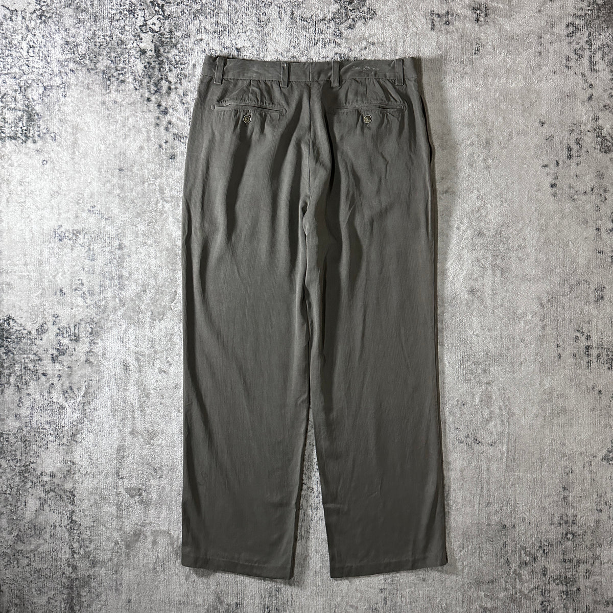Tommy Bahama Olive Gray Silk Blend Pleated Trousers Size 34x30