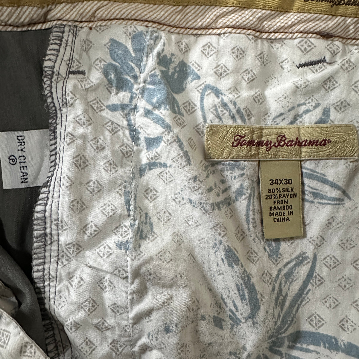 Tommy Bahama Olive Gray Silk Blend Pleated Trousers Size 34x30
