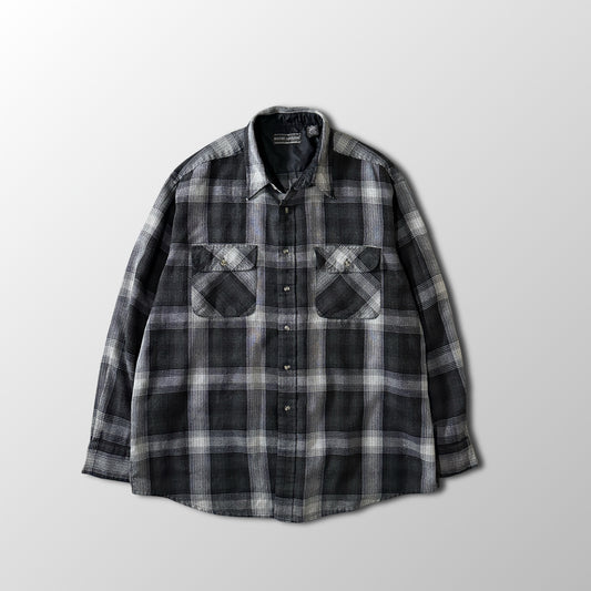 David Taylor Black Gray Ombre Check Heavy Flannel Shirt Size XL