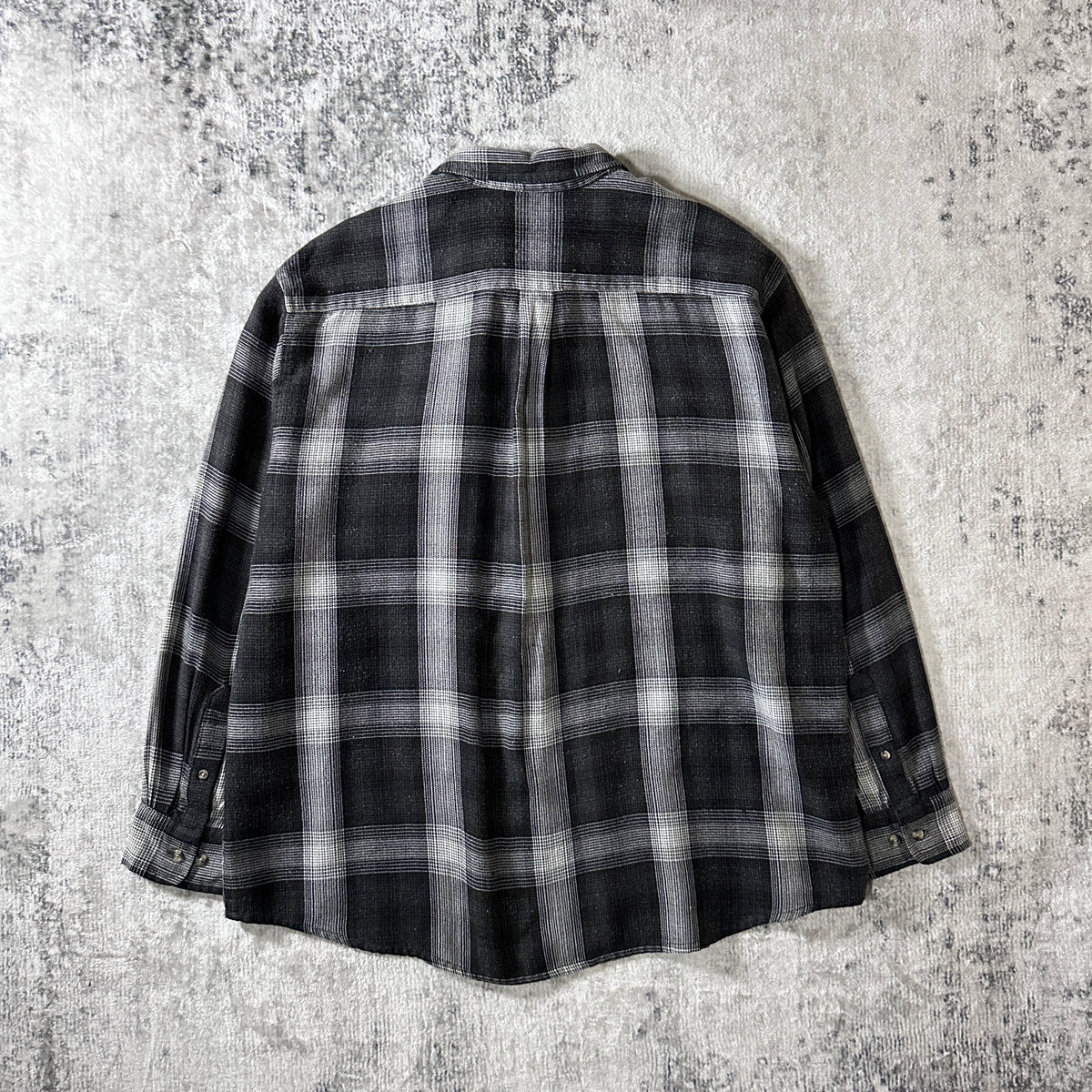 David Taylor Black Gray Ombre Check Heavy Flannel Shirt Size XL