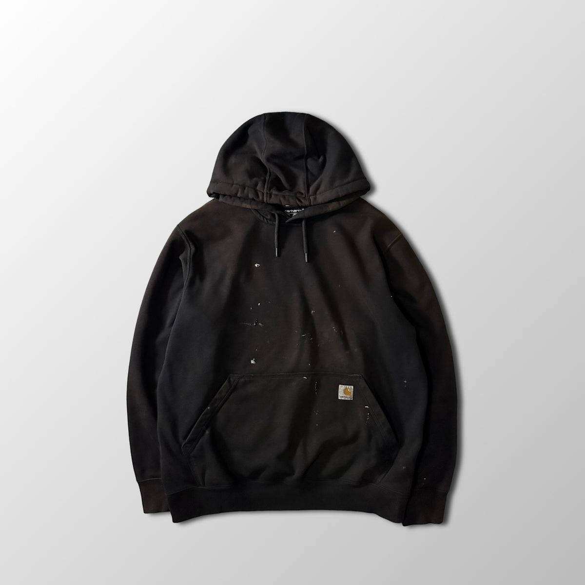 Carhartt Loose Fit Faded Black Pullover Hoodie with Paint Size L