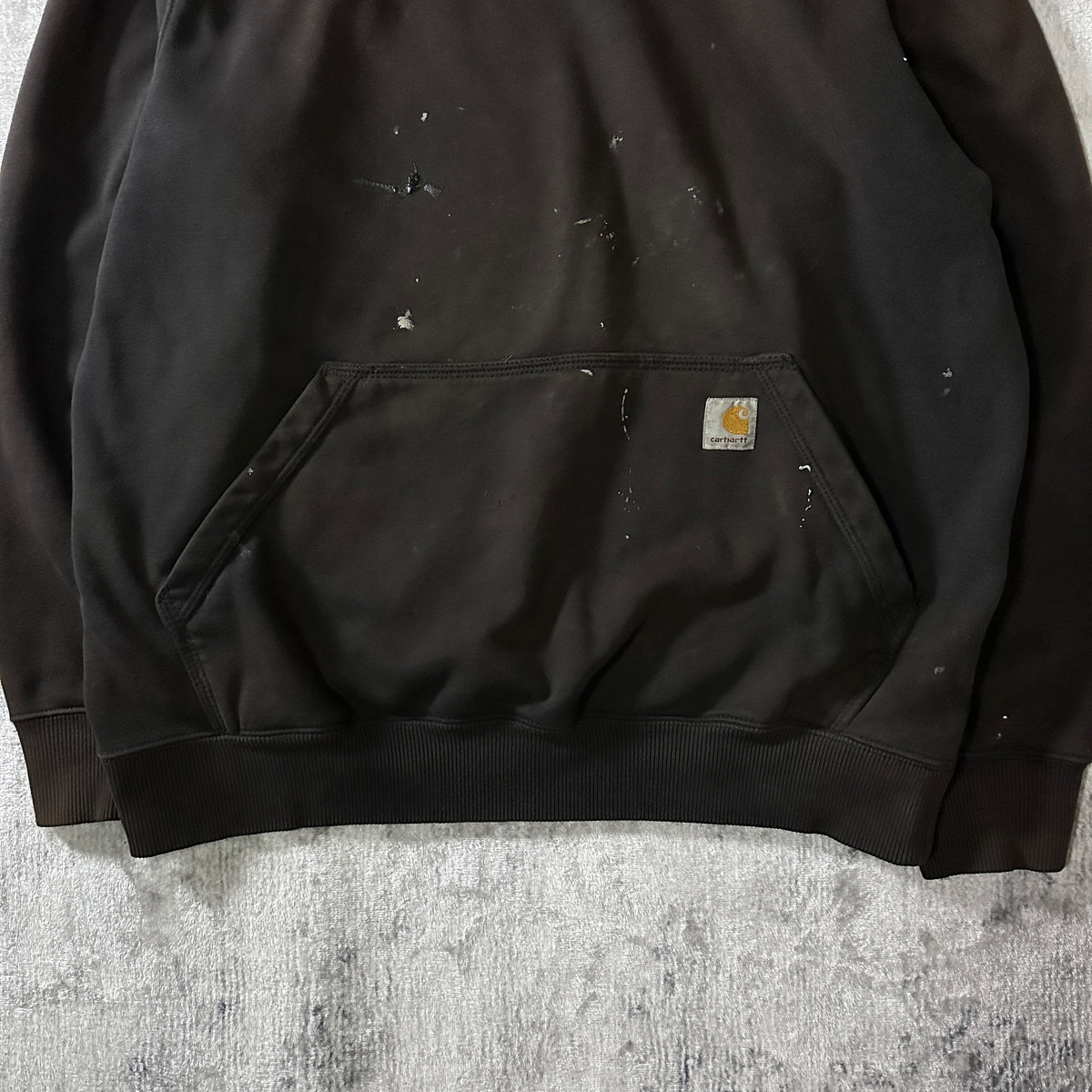 Carhartt Loose Fit Faded Black Pullover Hoodie with Paint Size L