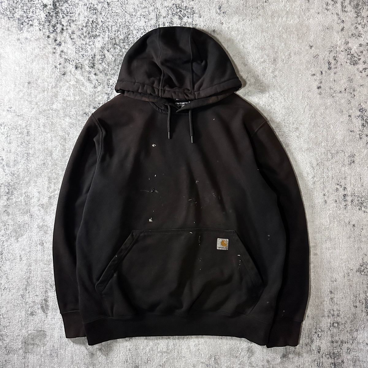 Carhartt Loose Fit Faded Black Pullover Hoodie with Paint Size L