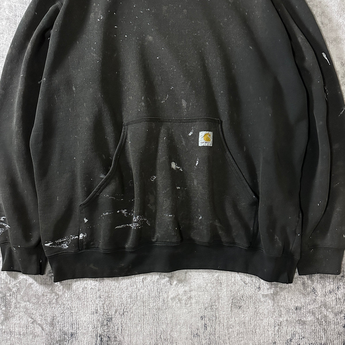 Carhartt Faded Black Pullover Hoodie with Paint