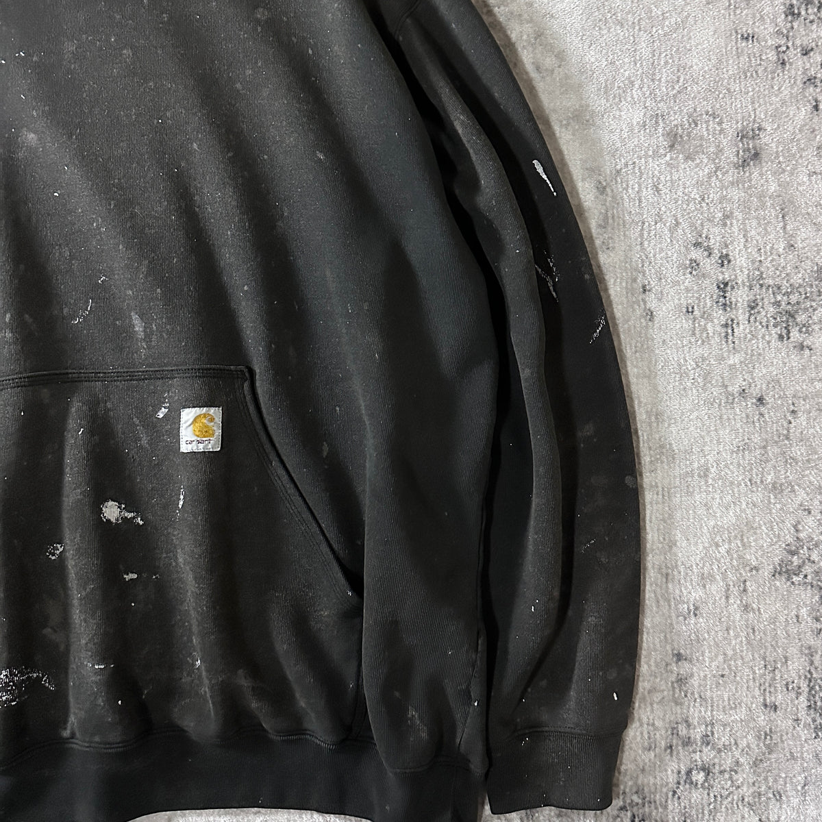 Carhartt Faded Black Pullover Hoodie with Paint