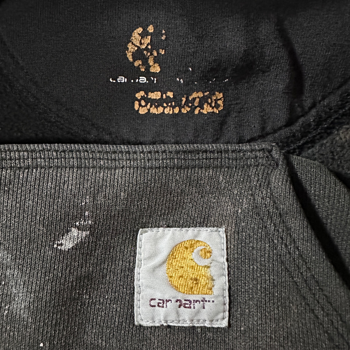 Carhartt Faded Black Pullover Hoodie with Paint