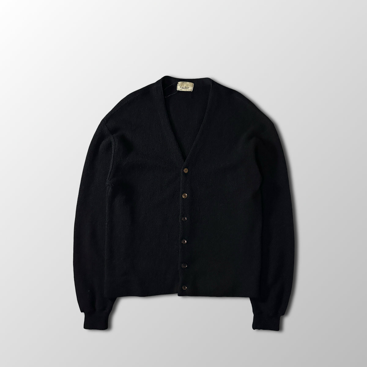 NuKnit Black V-Neck Cardigan Made in USA
