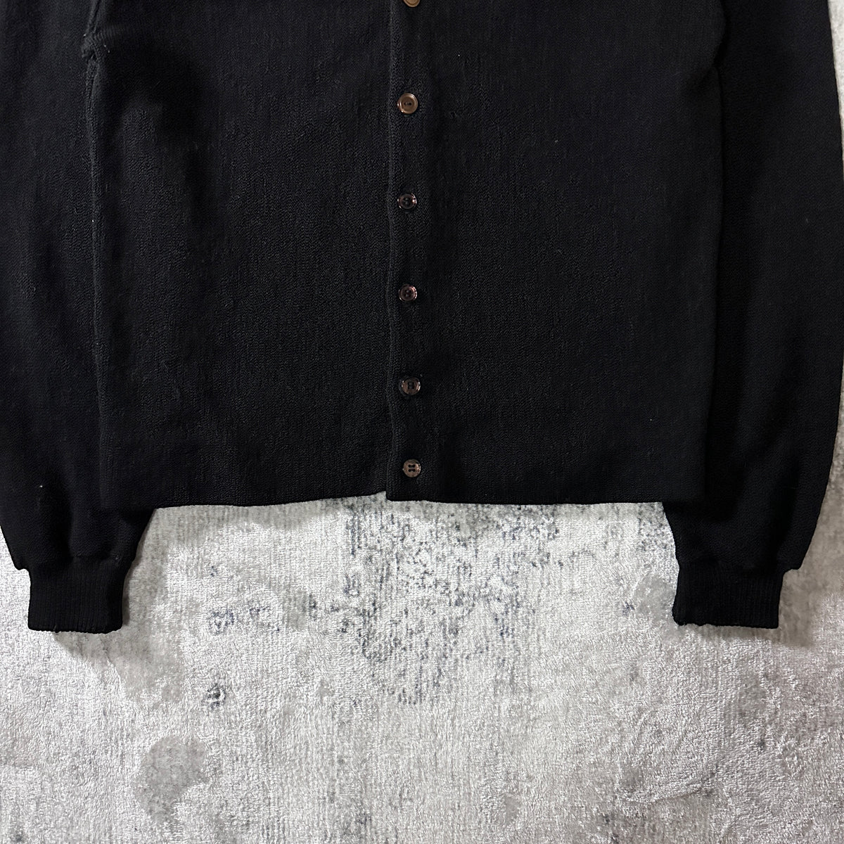 NuKnit Black V-Neck Cardigan Made in USA