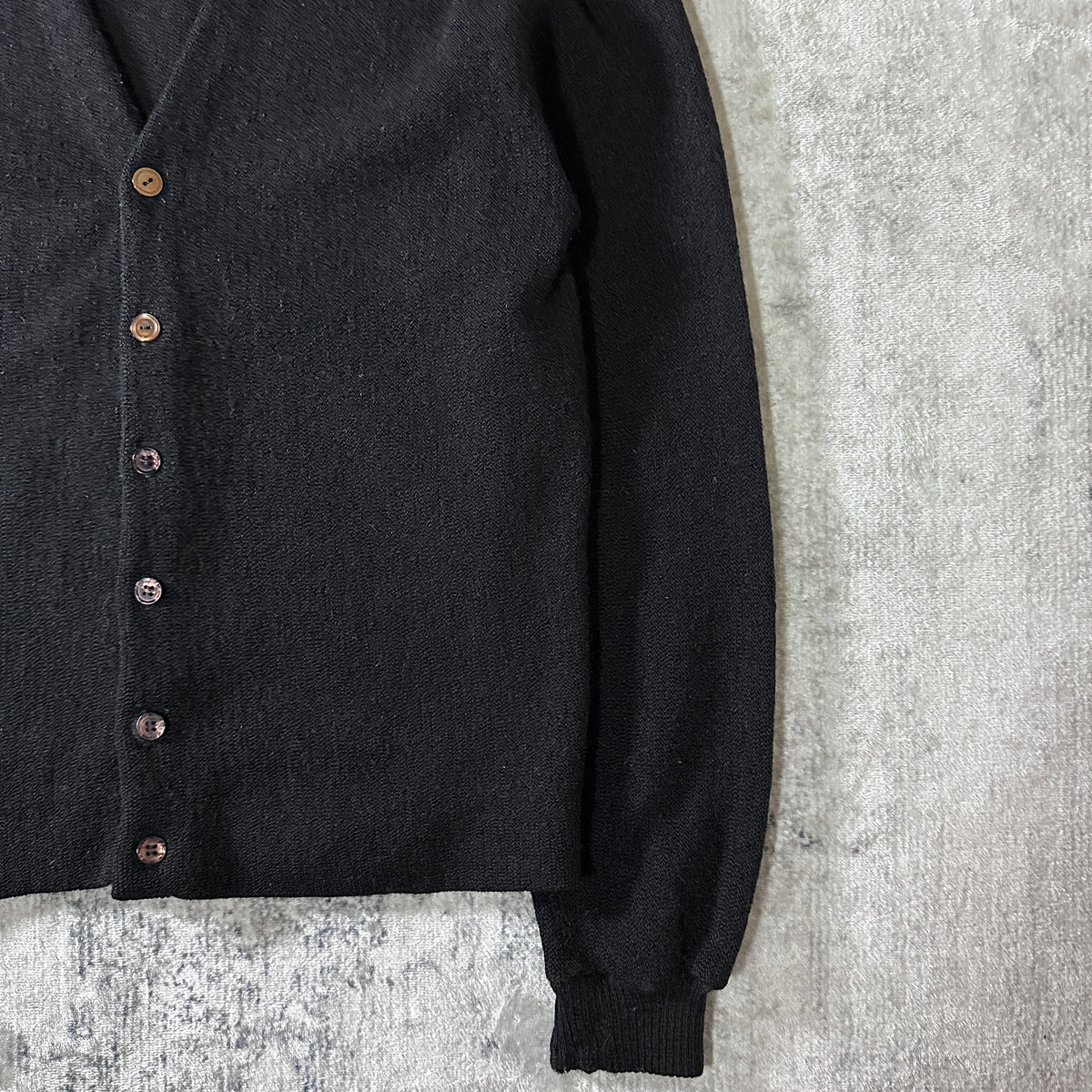 NuKnit Black V-Neck Cardigan Made in USA