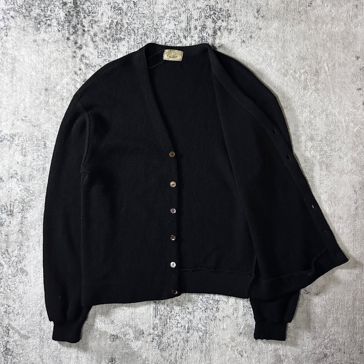 NuKnit Black V-Neck Cardigan Made in USA