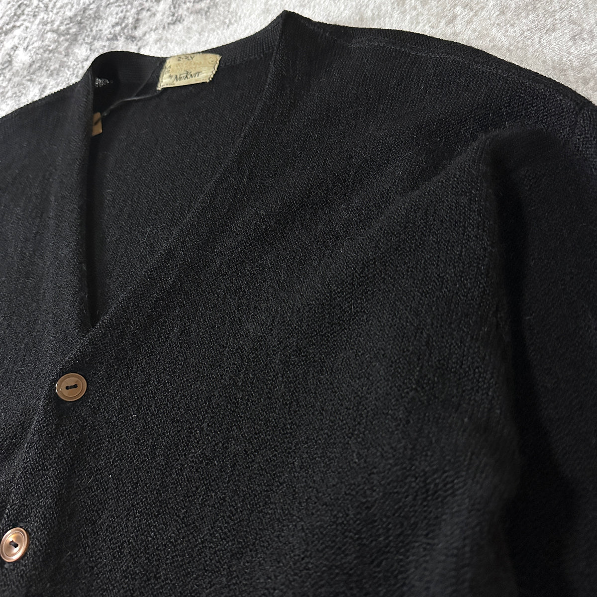 NuKnit Black V-Neck Cardigan Made in USA