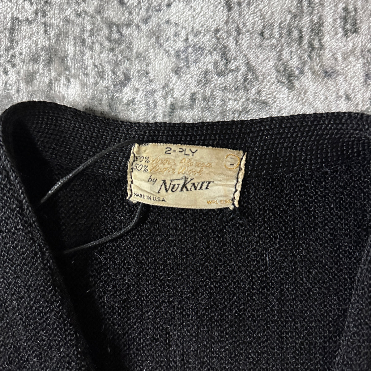 NuKnit Black V-Neck Cardigan Made in USA