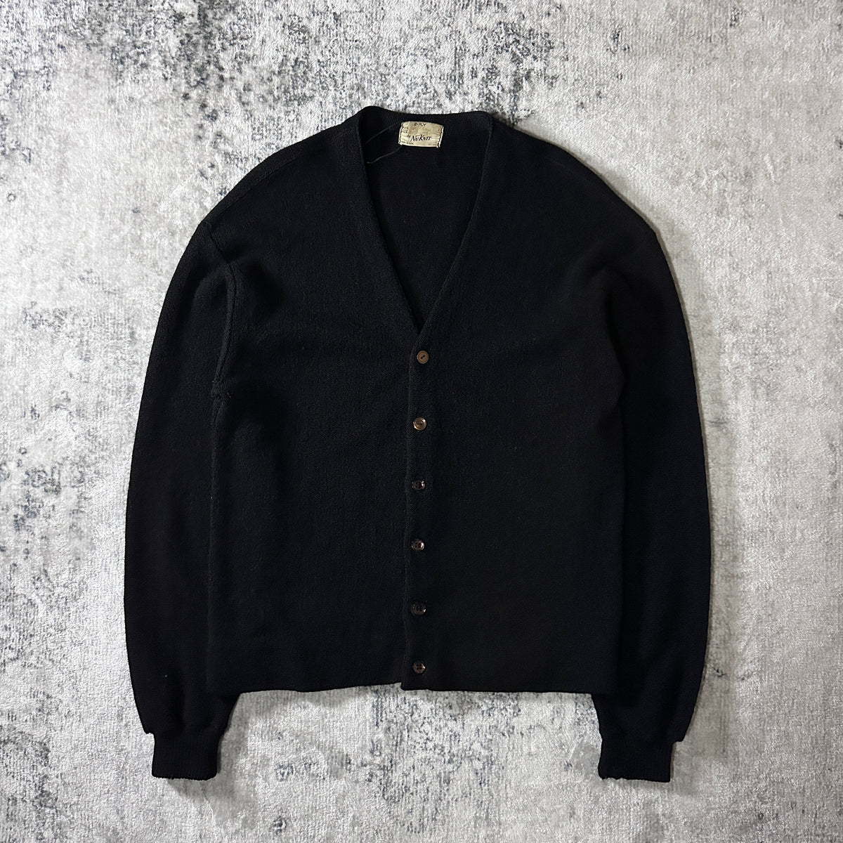 NuKnit Black V-Neck Cardigan Made in USA