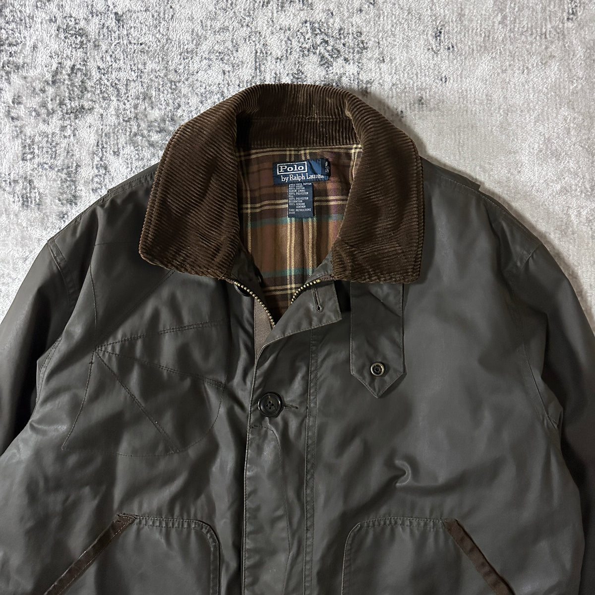 Polo by Ralph Lauren Dark Olive Waxed Cotton Hunting Jacket Size L