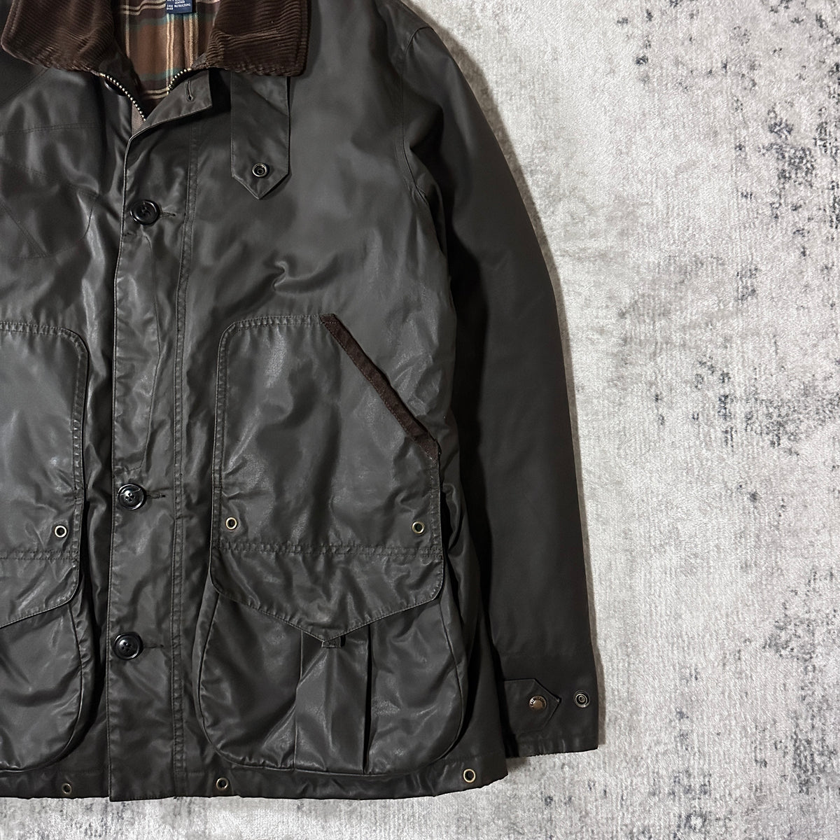 Polo by Ralph Lauren Dark Olive Waxed Cotton Hunting Jacket Size L